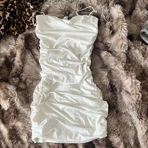 Windsor Strapless White Ruched Dress